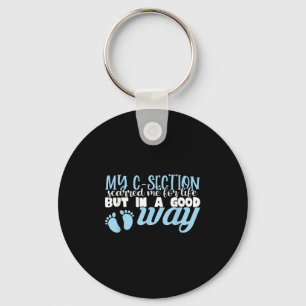C-section Cesarean New Mom Of Baby Boy Recovery Qu Keychain