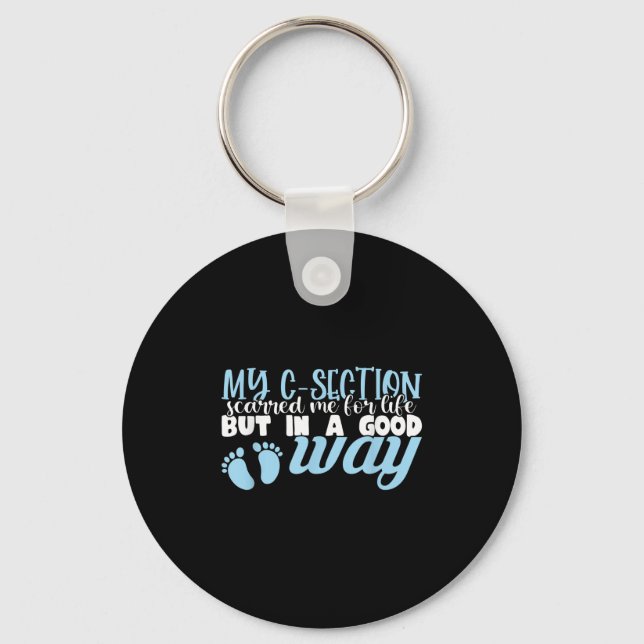 C-section Cesarean New Mom Of Baby Boy Recovery Qu Keychain (Front)