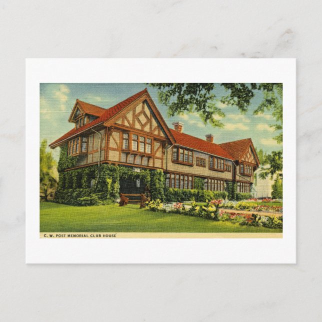 C.W. Post Clubhouse Battle Creek, Michigan Postcard (Front)
