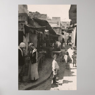 ca 1935 Street in Nazareth, vegetable market Poster