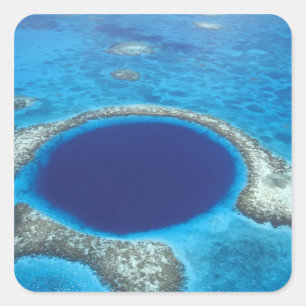 CA, Belize. Aerial view of Blue Hole (diameter Square Sticker
