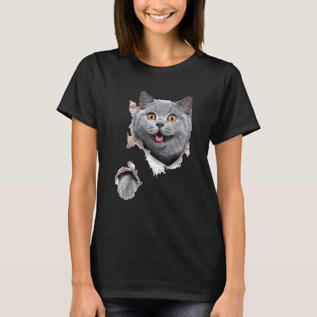 Ca  Black Cat  Cat Torn Cloth  Kitten T-Shirt (Front)