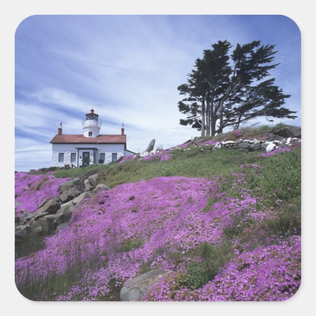 CA, Crescent City, Battery Point lighthouse with Square Sticker (Front)