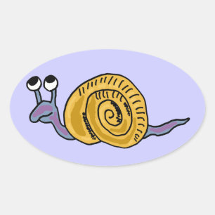 CA- Funny Cartoon Snail Oval Stickers