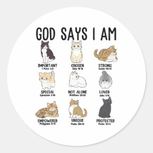 Ca God Says I Am Cute Jesus Women Teen Girl Christ Classic Round Sticker