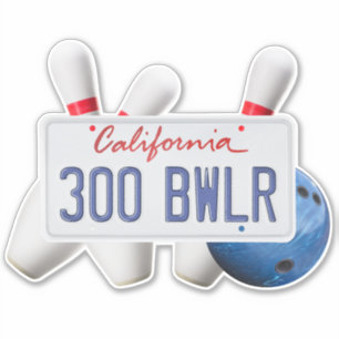 CA license 300 Bowler, Bowling Ball & Pins, Vinyl