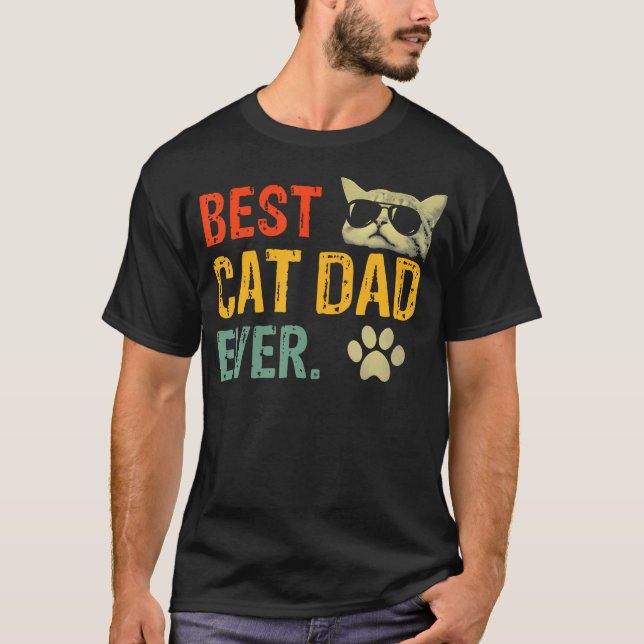 Ca Men Best Cat Dad Ever Funny Cat T-Shirt (Front)