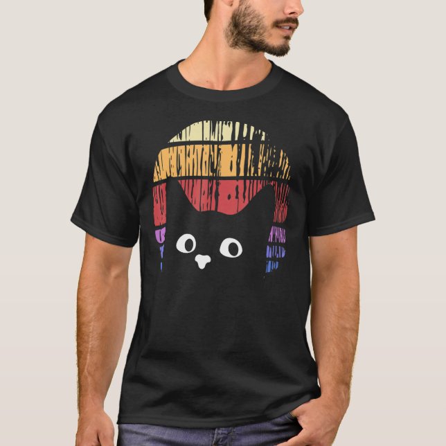 Ca  Style Cat Retro Distressed T-Shirt (Front)