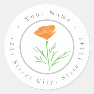 CA Watercolor Poppy Labels