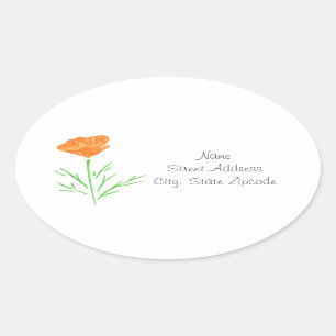 CA Watercolor Poppy Labels