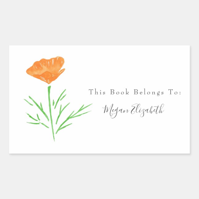 CA Watercolor Poppy Sticker (Front)