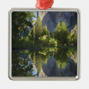 CA, Yosemite NP, El Capitan reflected in Merced Metal Ornament