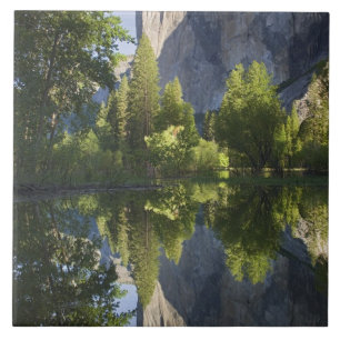 CA, Yosemite NP, El Capitan reflected in Merced Tile