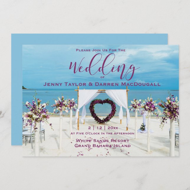 Cabana Beach Destination Wedding Invitation (Front/Back)