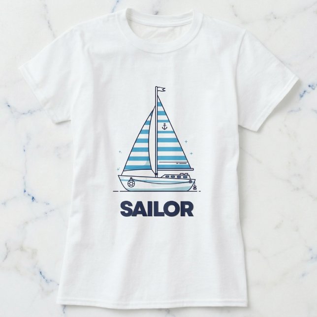 Cabana Sail Girls' Nautical Boat Tee (Striped sails for coastal girls.)