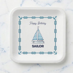 Cabana Sail Happy Birthday Paper Plate