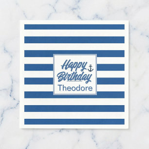 Cabana Stripe Anchor Birthday  Napkin