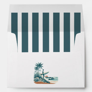 Cabana Stripe Liner Retro Beach Club Birthday Envelope