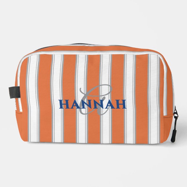Cabana Stripe Monogram in Orange Dopp Kit (Front)