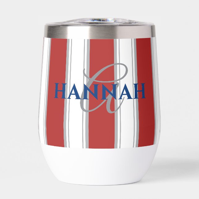 Cabana Stripe Monogram in Red (Front)