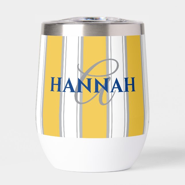 Cabana Stripe Monogram in Yellow (Front)