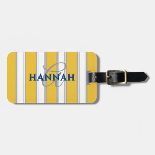Cabana Stripe Monogram in Yellow Luggage Tag