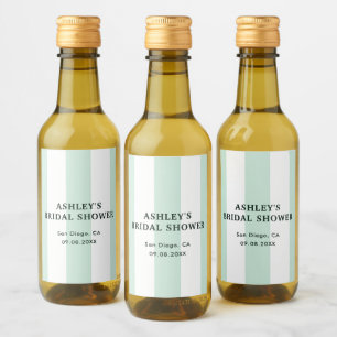Cabana Stripe Sea Green Bridal Shower Wine Label