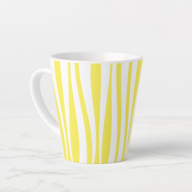 Cabana Stripe Yellow and White  Latte Mug (Left Angle)