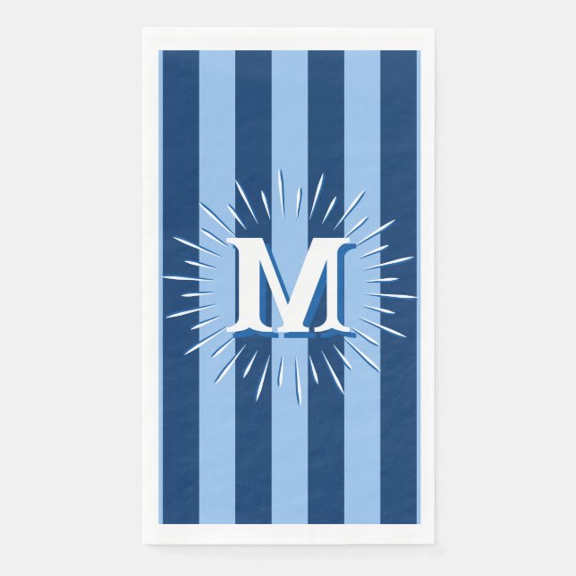 Cabana Stripes in Blue Personalized Napkin (Front)