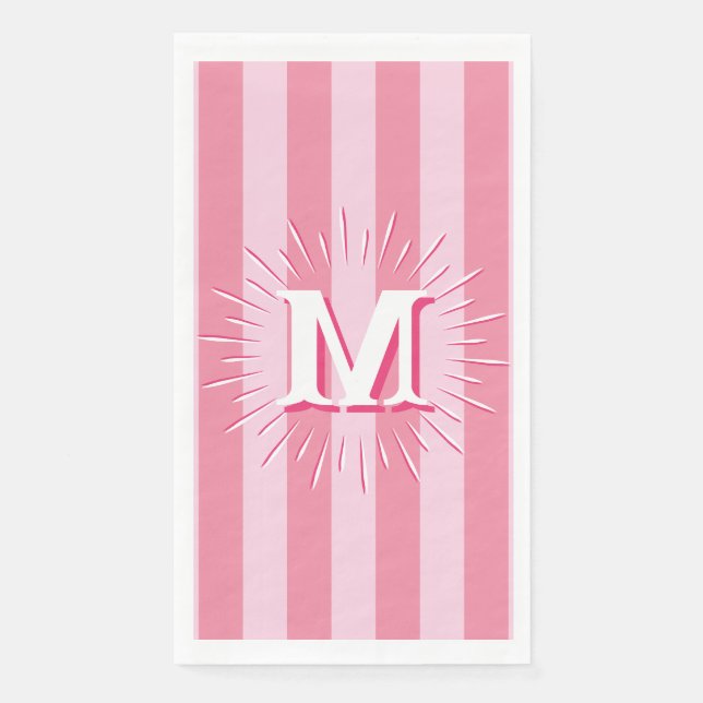 Cabana Stripes in Pink Personalized Napkin (Front)