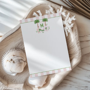 Cabana Stripes Palm Beach Monogram Crest Card