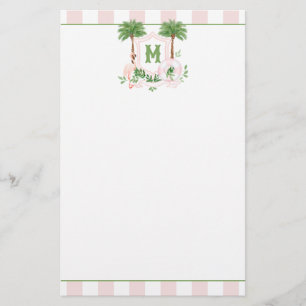Cabana Stripes Palm Beach Monogram Crest Stationery
