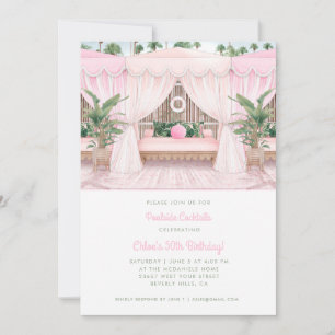 Cabane de la piscine rose et blanc Invitation de