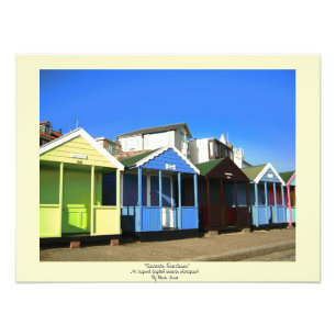 Cabanes de plage ciel bleu sable anglais photo de