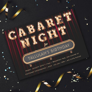 Cabaret Night Birthday Party Invitation