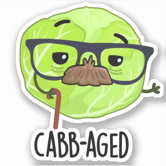 Cabb-aged Funny Old Veggie Cabbage Pun  (Front)
