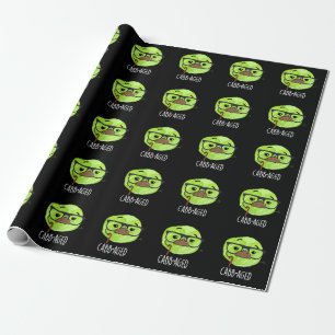 Cabb-aged Funny Old Veggie Cabbage Pun Dark BG Wrapping Paper
