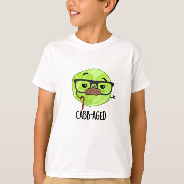 Cabb-aged Funny Old Veggie Cabbage Pun  T-Shirt (Front)