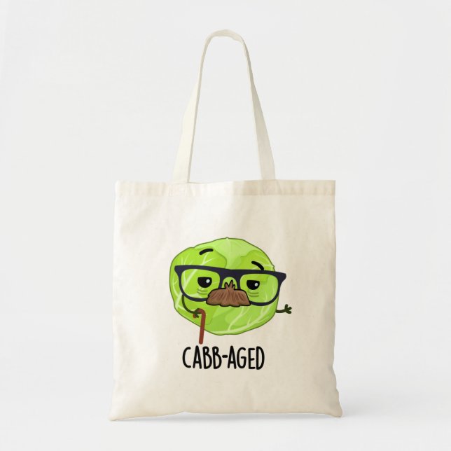 Cabb-aged Funny Old Veggie Cabbage Pun  Tote Bag (Front)