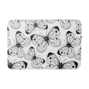 Cabbage butterfly pattern bath mat