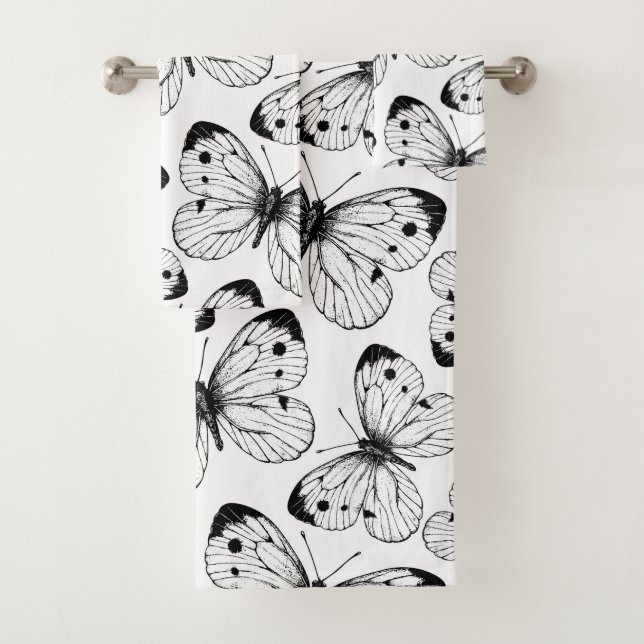 Cabbage butterfly pattern bath towel set (Insitu)