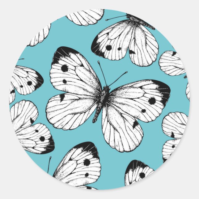 Cabbage butterfly pattern classic round sticker (Front)