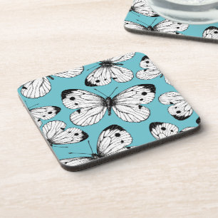 Cabbage butterfly pattern coaster
