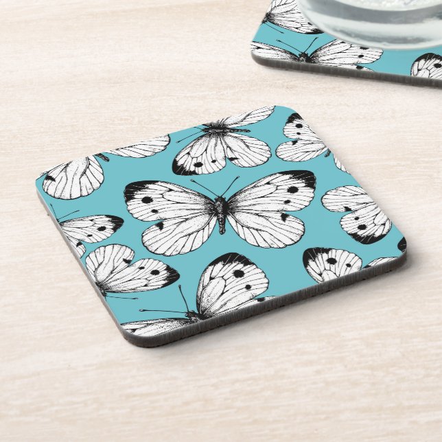 Cabbage butterfly pattern coaster (Left Side)