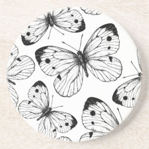 Cabbage butterfly pattern coaster