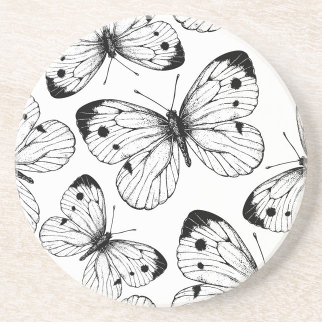 Cabbage butterfly pattern coaster (Front)