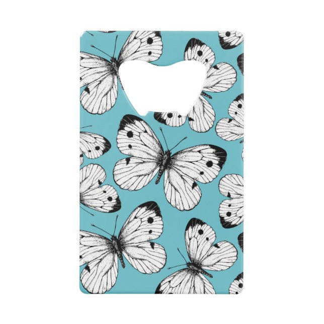 Cabbage butterfly pattern credit card bottle opener (Front)