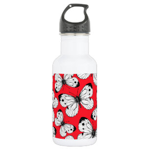 Cabbage butterfly pattern on red 532 ml water bottle