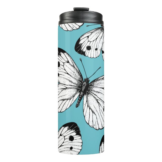 Cabbage butterfly pattern thermal tumbler (Front)
