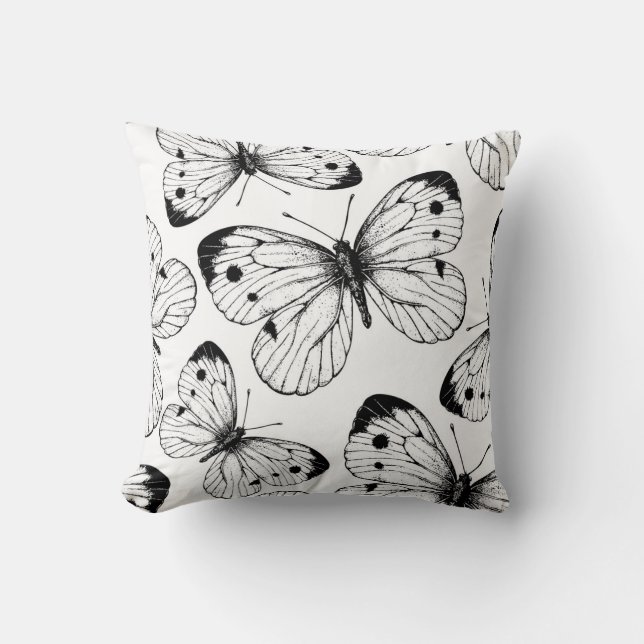 Cabbage butterfly pattern throw pillow (Front)
